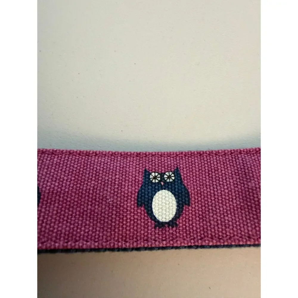 Sloane Ranger Reversible Owl D Ring Belt Pink Navy Cotton Web 40” Preppy